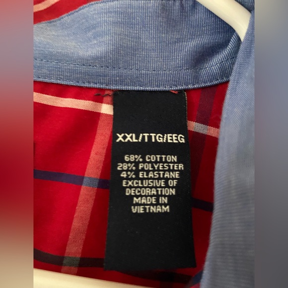 NWT Chaps Men’s Long Sleeved red and blue Button down. Size xxl - Picture 4 of 6